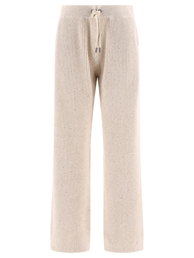 Shop Brunello Cucinelli Sequin Embellished Ribbed Trousers