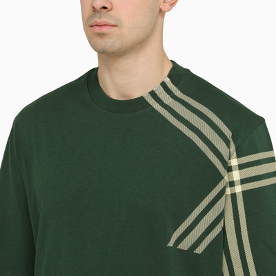 Shop Burberry Green Ivy T Shirt With Check Detail