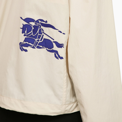 Shop Burberry Nylon Cropped Jacket With Logo