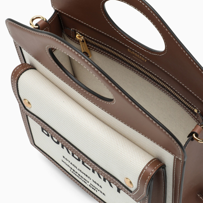 Shop Burberry Pocket Tote Bag In Canvas And Leather