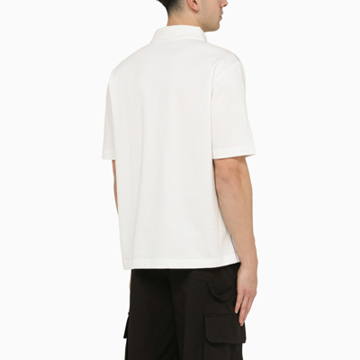 Shop Burberry White Cotton Polo Shirt With Logo