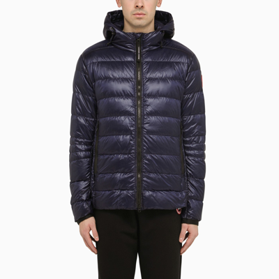Shop Canada Goose Crofton Hoody Padded Jacket In A Blue Technical Fabric