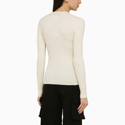 Shop Canada Goose White Rib Knitted Sweater In Wool