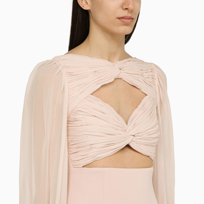 Shop Costarellos Arwenne Light Pink Silk Midi Dress