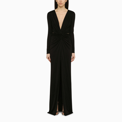 Shop Costarellos Black Silk Blend Brienne Dress