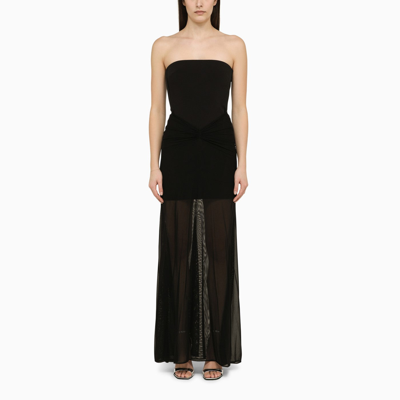 Shop David Koma Black Dress With Viscose Ruffles