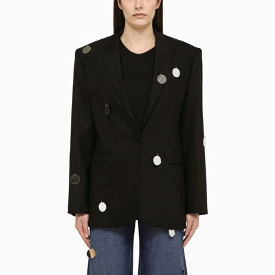 Shop David Koma Single Breasted Jacket With Wool Mirrors