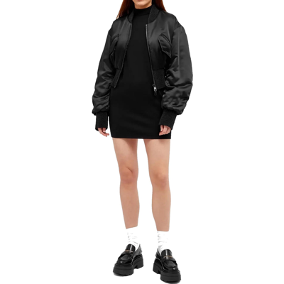 Dolce & Gabbana Draped Satin Cropped Bomber Jacket