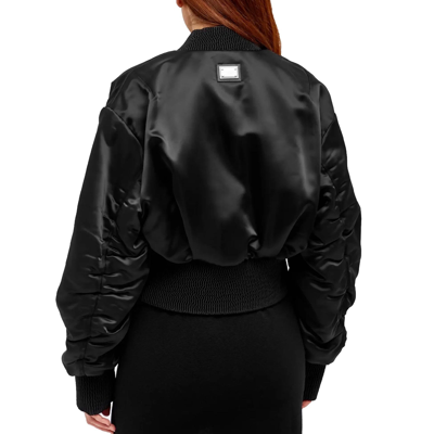 Dolce & Gabbana Draped Satin Cropped Bomber Jacket
