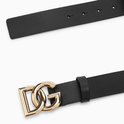 Shop Dolce & Gabbana Dolce&gabbana Black Belt With Rutenium Dg Plaque