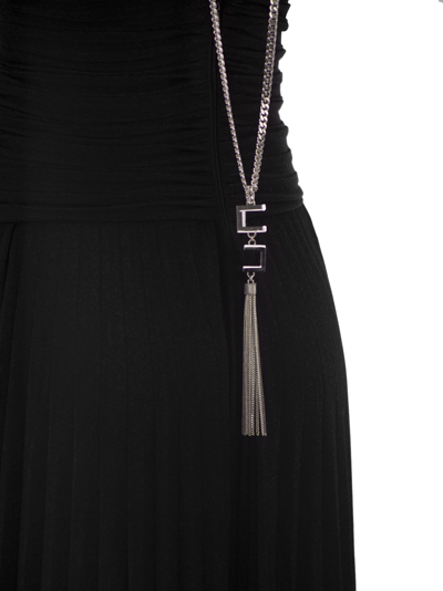 Shop Elisabetta Franchi Red Carpet Lurex Jersey Dress With Necklace