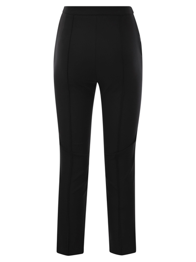 Shop Elisabetta Franchi Straight Trousers In Bi Elastic Technical Fabric With Clamping