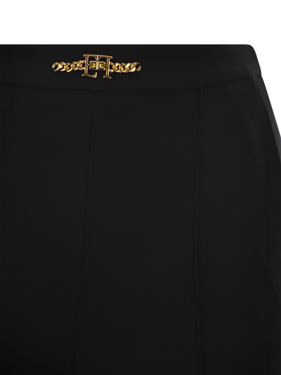 Shop Elisabetta Franchi Straight Trousers In Bi Elastic Technical Fabric With Clamping