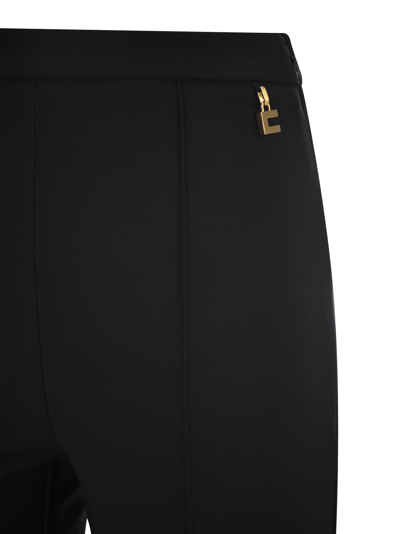 Shop Elisabetta Franchi Stretch Crepe Palazzo Trousers With Charms