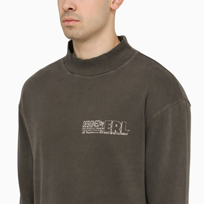 Shop Erl Black Cotton Sweatshirt With Logo