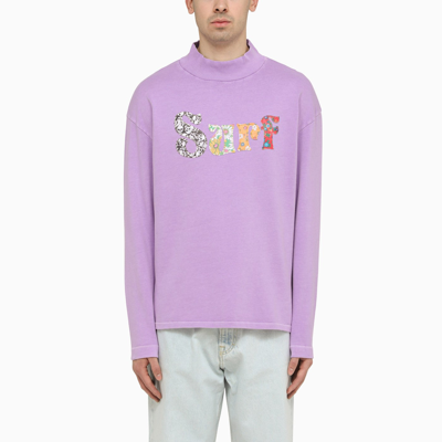 Shop Erl Lilac Cotton Sweatshirt With Logo