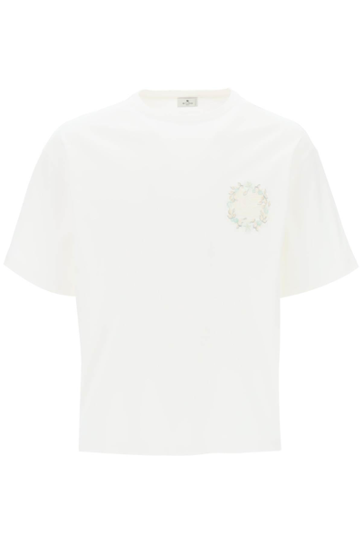 Shop Etro Floral Pegasus Embroidered T Shirt