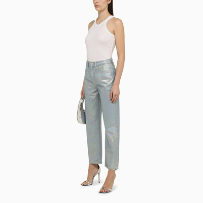 Frame Cropped Hologram Denim Jeans With Belt Loops