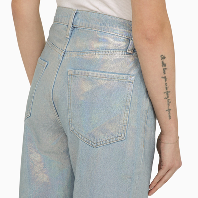 Frame Cropped Hologram Denim Jeans With Belt Loops