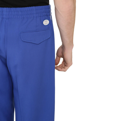 Gucci Brand-embroidered Slip-pocket Straight-leg Regular-fit Wool-blend Trousers