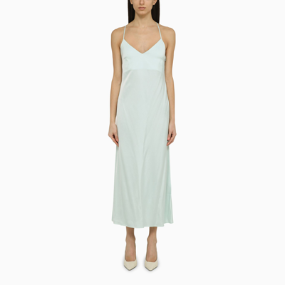 Shop Ivy & Oak Ivy Oak Noel Light Aqua Satin Dress