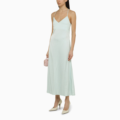 Shop Ivy & Oak Ivy Oak Noel Light Aqua Satin Dress