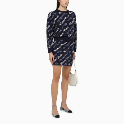 Shop Kenzo Midnight Blue Cotton And Wool Sweater