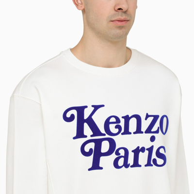 Shop Kenzo White Crewneck Sweatshirt With Logo