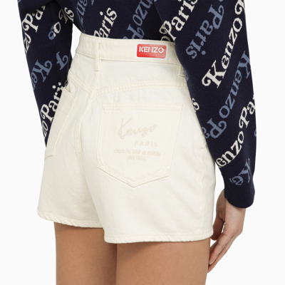 Shop Kenzo White Denim Shorts