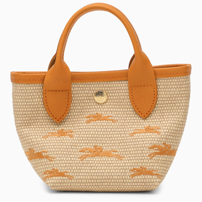 Shop Longchamp Le Panier Pliage Bag Apricot With Handle Xs
