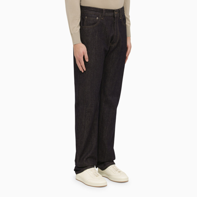 Shop Loro Piana Shadow Blue Jeans In Denim And Cashmere