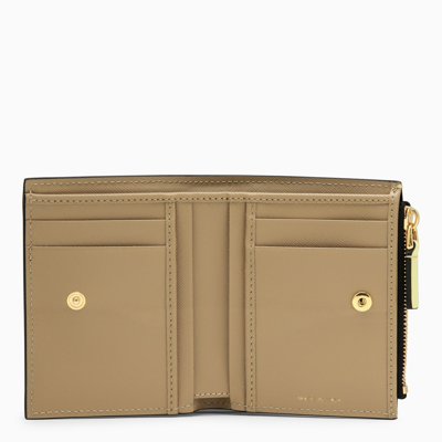 Shop Marni Beige/green Leather Wallet
