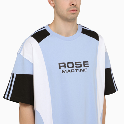 Shop Martine Rose Blue/white/black Cotton T Shirt With Logo