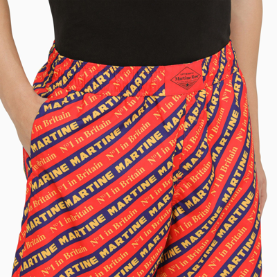 Shop Martine Rose Red Bermuda Shorts With Logo Print