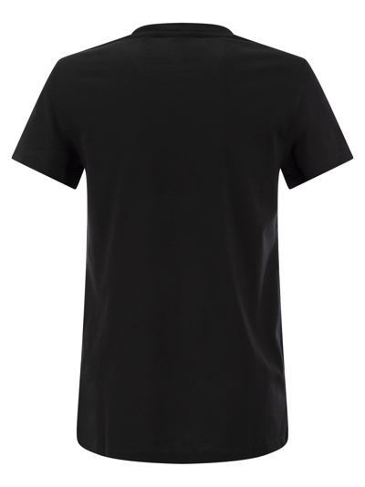 Shop Max Mara Taverna Cotton T Shirt With Frontal Embroidery