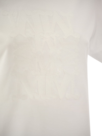 Shop Max Mara Taverna Cotton T Shirt With Frontal Embroidery