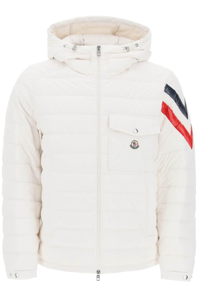 Shop Moncler Berard Down Jacket With Tricolor Intarsia