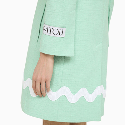 Shop Patou Single Breasted Mint Green Cotton Coat