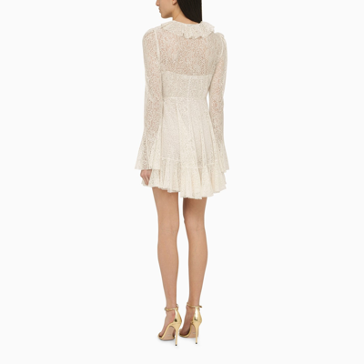 Shop Philosophy White Short Dress With Lace Ruffles