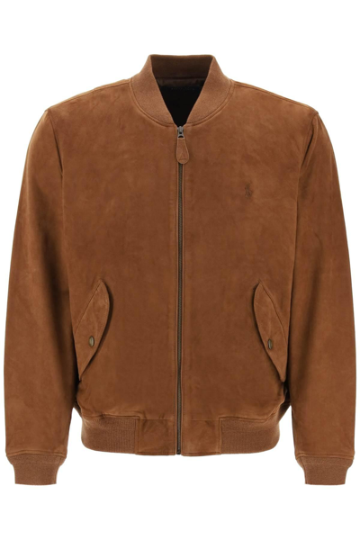 Shop Polo Ralph Lauren Suede Leather Bomber Jacket
