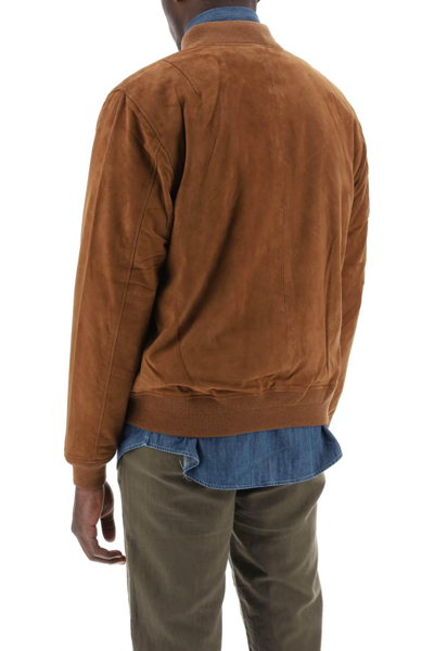 Shop Polo Ralph Lauren Suede Leather Bomber Jacket