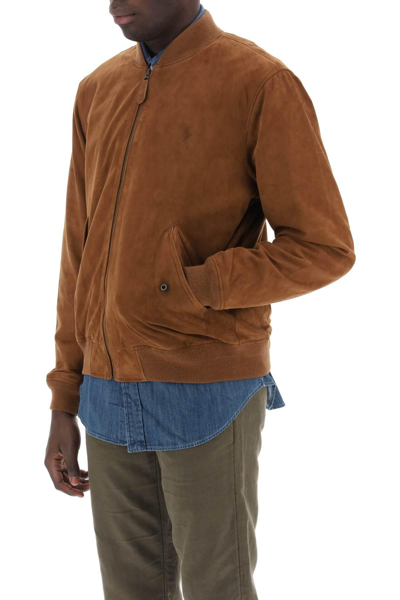 Shop Polo Ralph Lauren Suede Leather Bomber Jacket