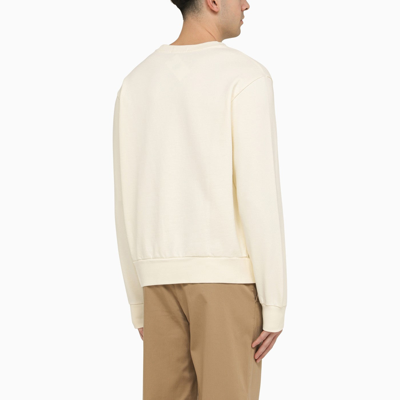 Shop Polo Ralph Lauren Cream Coloured Cotton Crewneck Sweatshirt