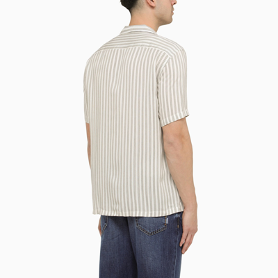 Shop Pt Torino Cream Silk Blend Striped Shirt