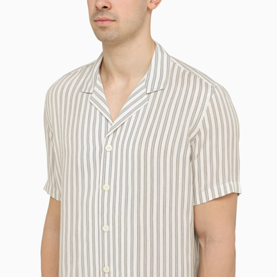 Shop Pt Torino Cream Silk Blend Striped Shirt