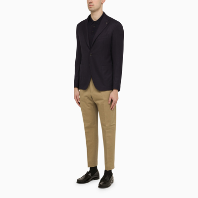 Shop Pt Torino Rope Coloured Slim Trousers In Cotton And Linen