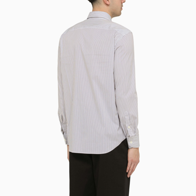 Pt Torino White Viscose Striped Shirt