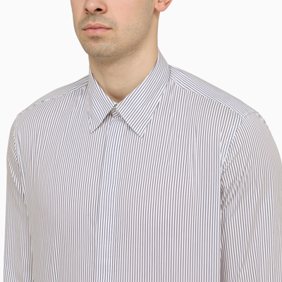 Pt Torino White Viscose Striped Shirt