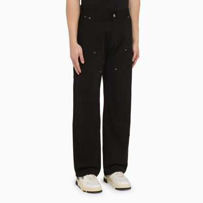 Shop Represent Black Stretch Cotton Trousers
