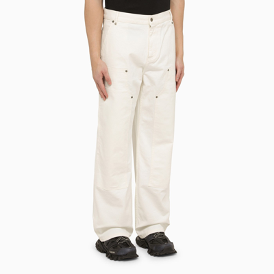 Shop Represent Cream Cotton Trousers